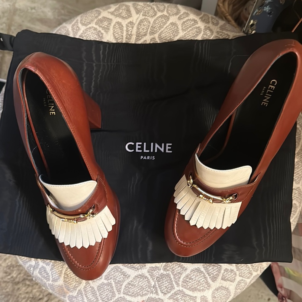 Brown Celine platform heels